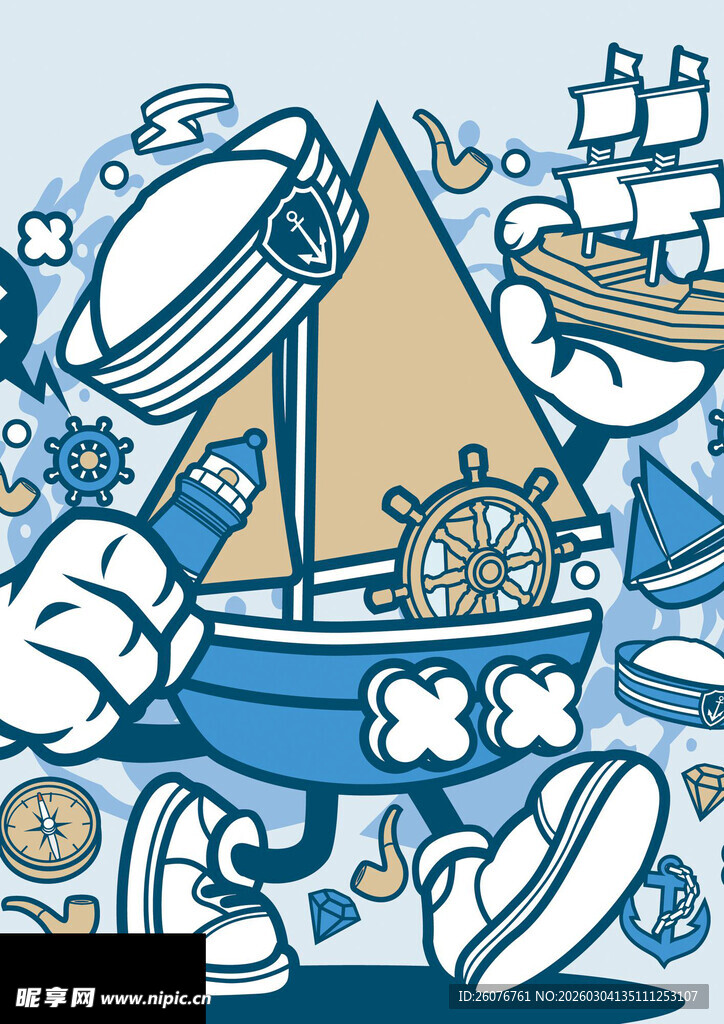 航海主题创意插画