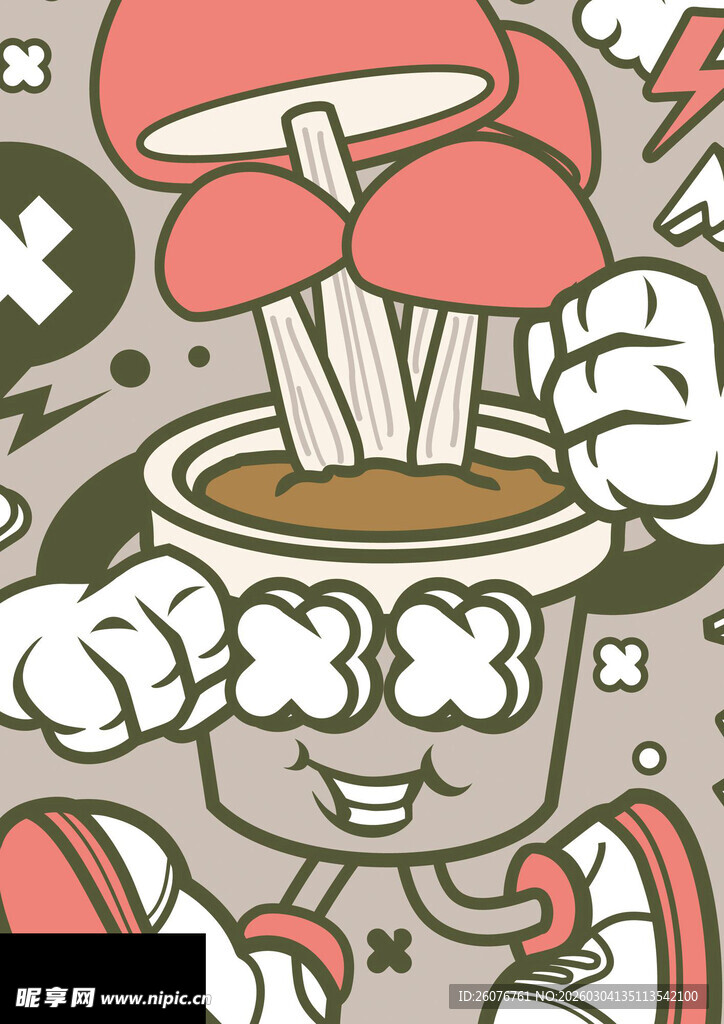 卡通蘑菇盆栽超萌拟人形象