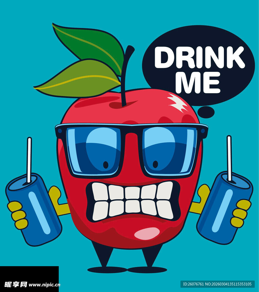 苹果饮料卡通形象超酷炫