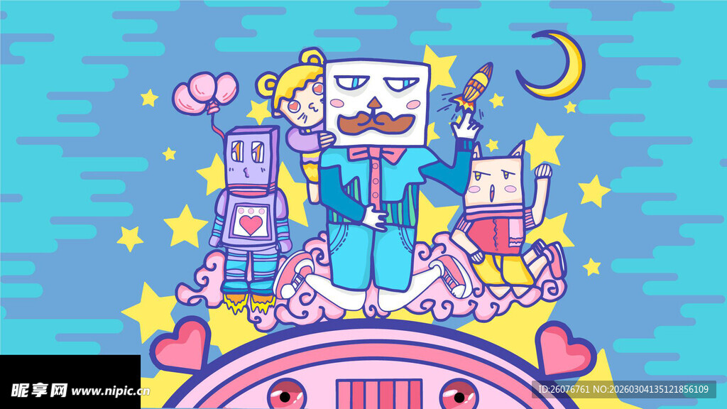 梦幻太空城堡插画