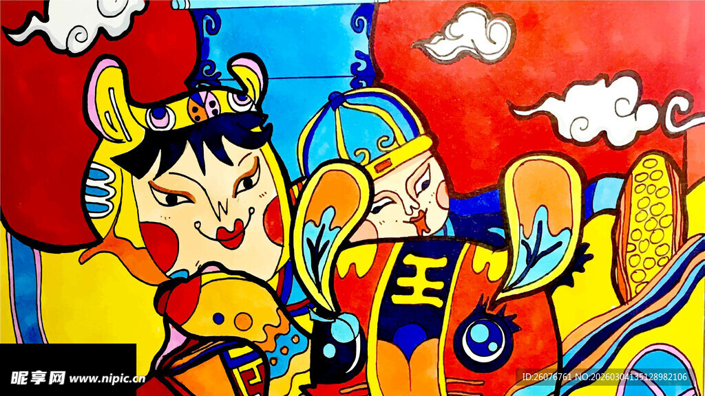 儿童创意涂鸦中的卡通角色