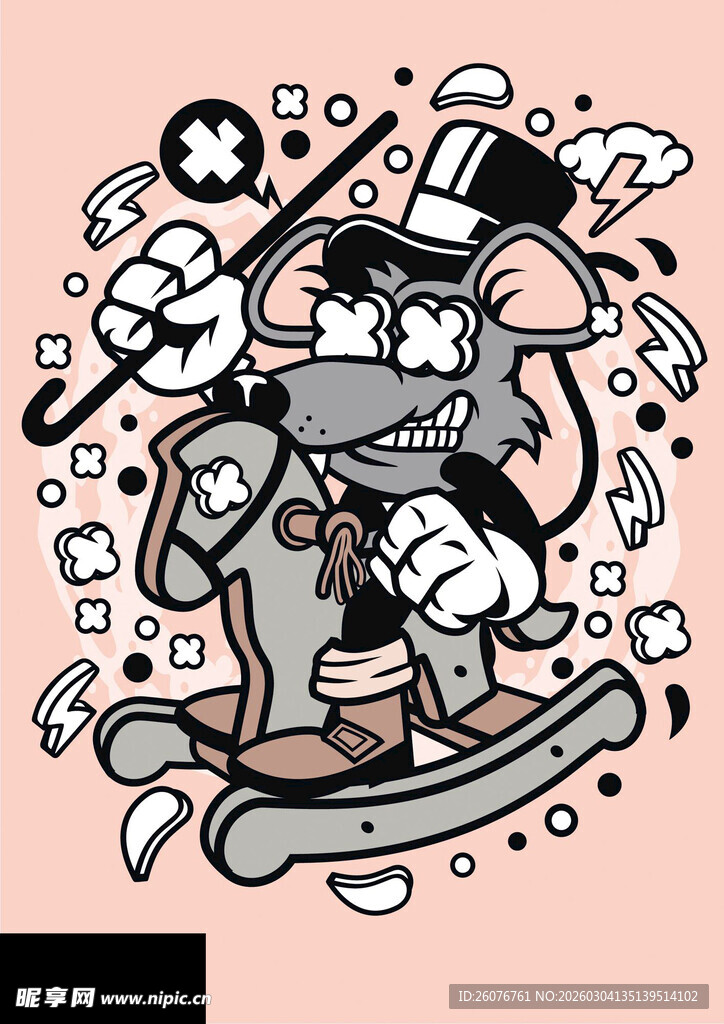 卡通老鼠绅士形象插画