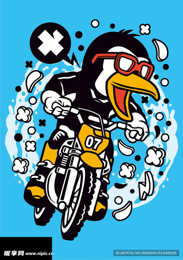 骑摩托的酷企鹅