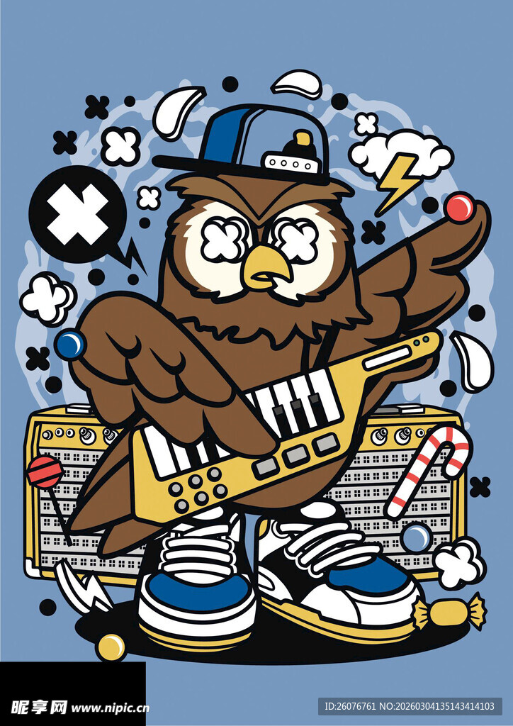 摇滚猫头鹰酷炫演奏