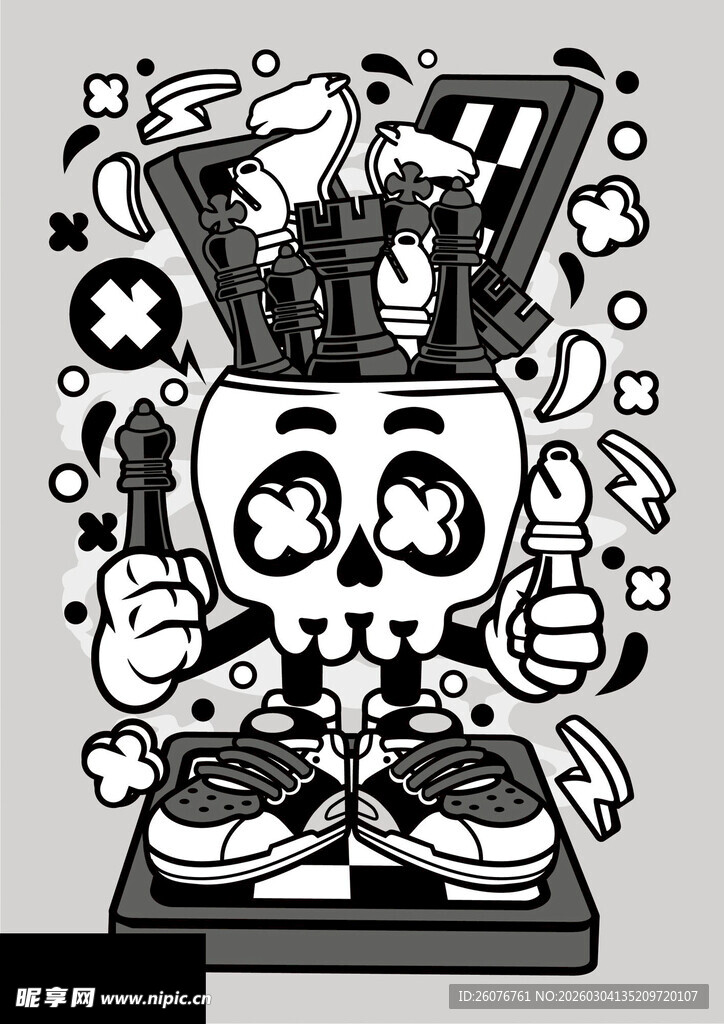 卡通风格的创意耳机插画