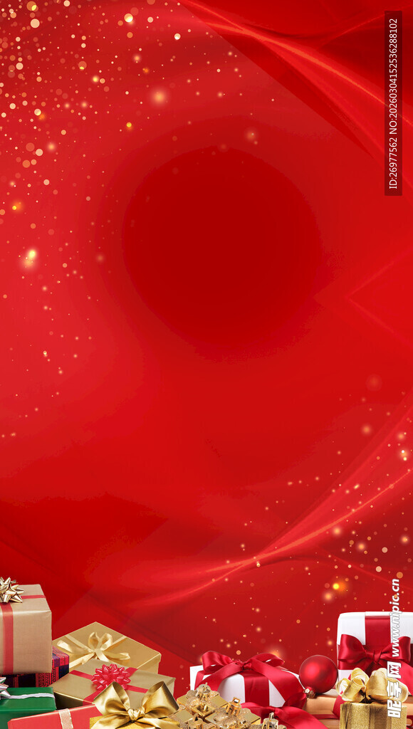 红色背景下的缤纷礼物
