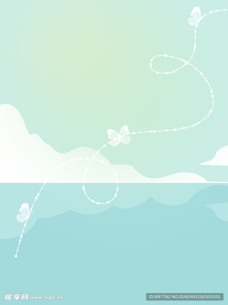 清新天空下的梦幻蝴蝶飞舞