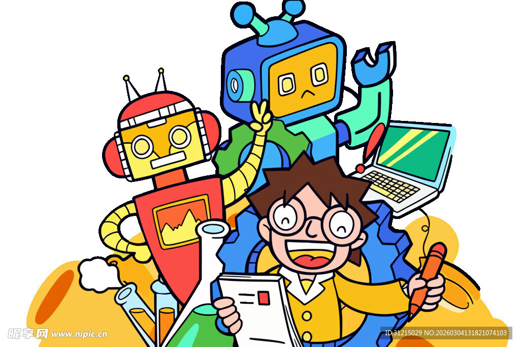 机器人编程卡通图
