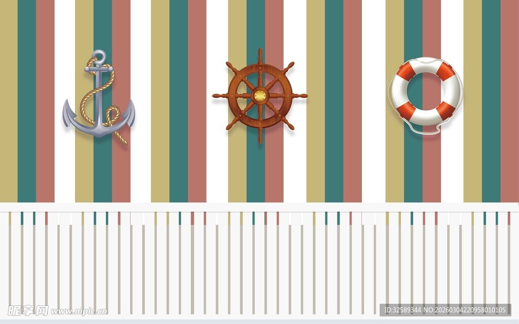 航海元素条纹背景图案