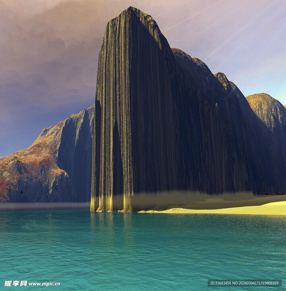 奇幻高耸的水中孤峰景观