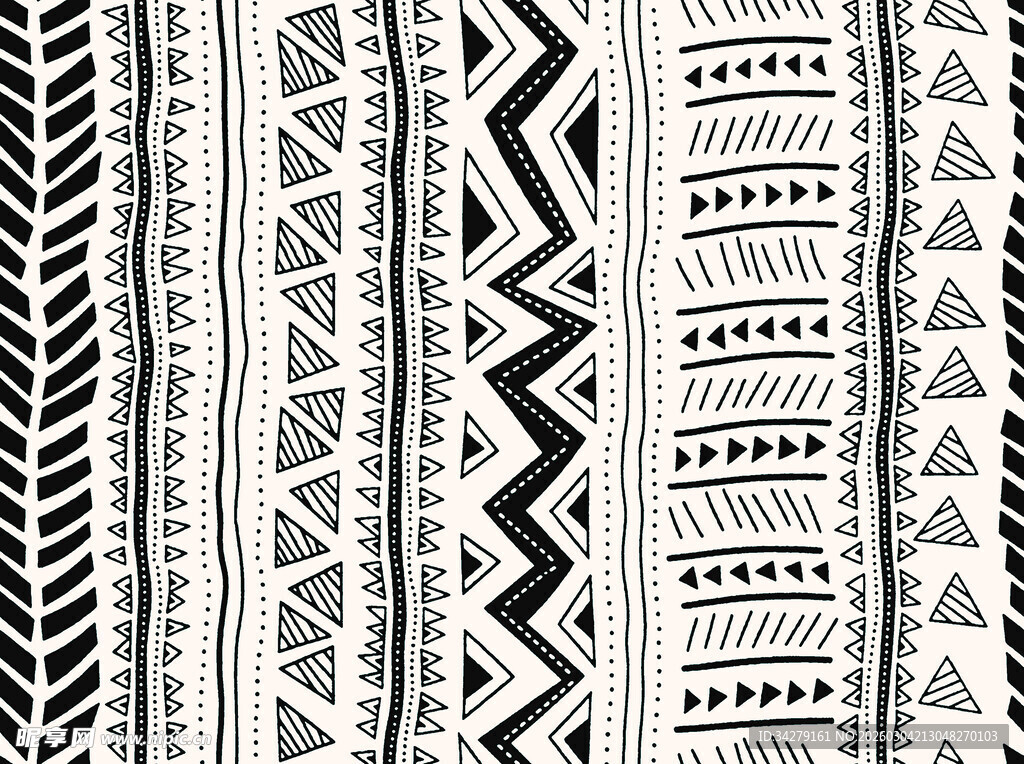 黑白几何民族风图案纹理