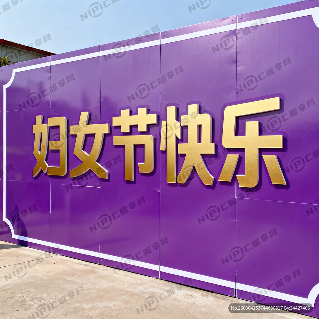 妇女节kt板墙 紫色的