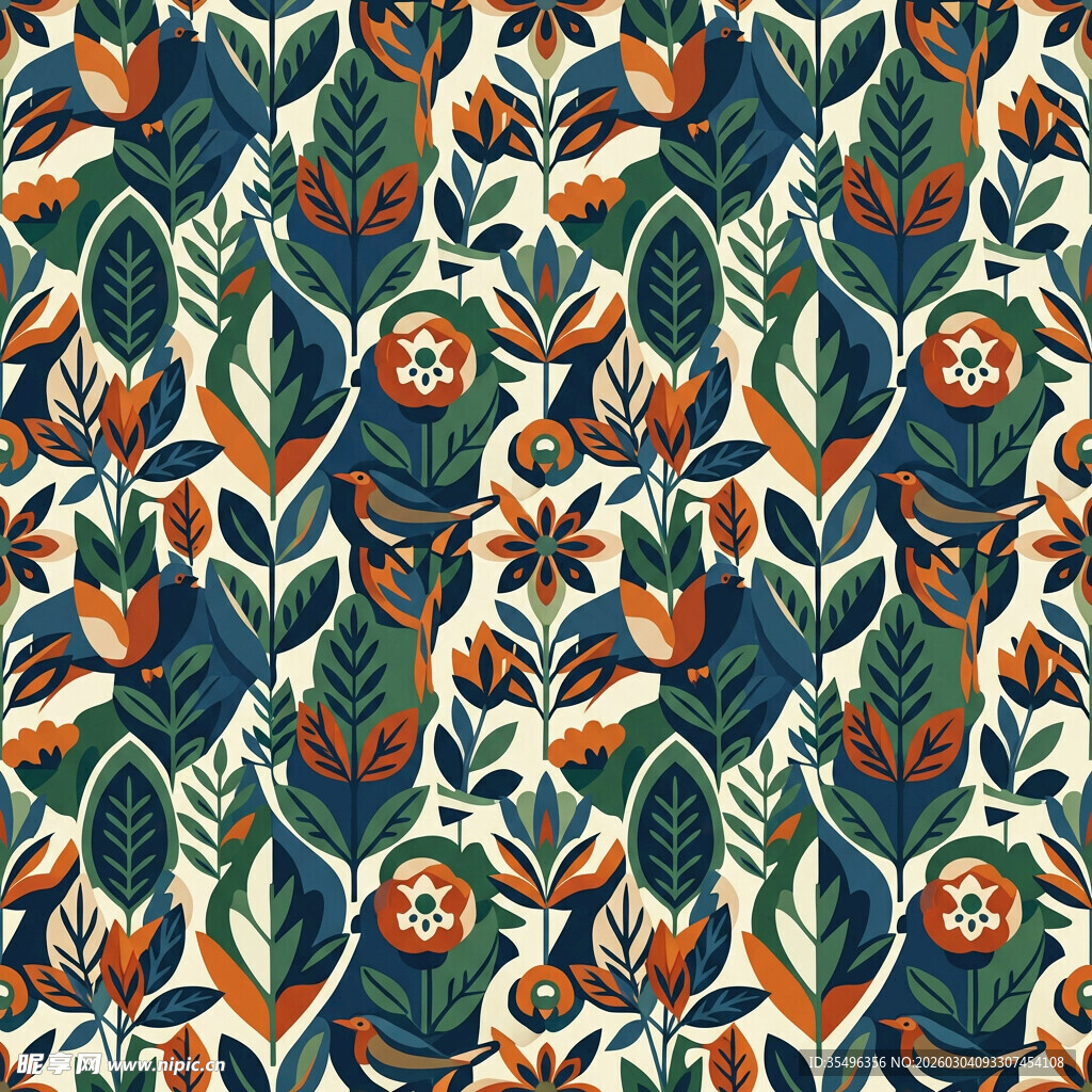 复古风几何花卉图案纹理