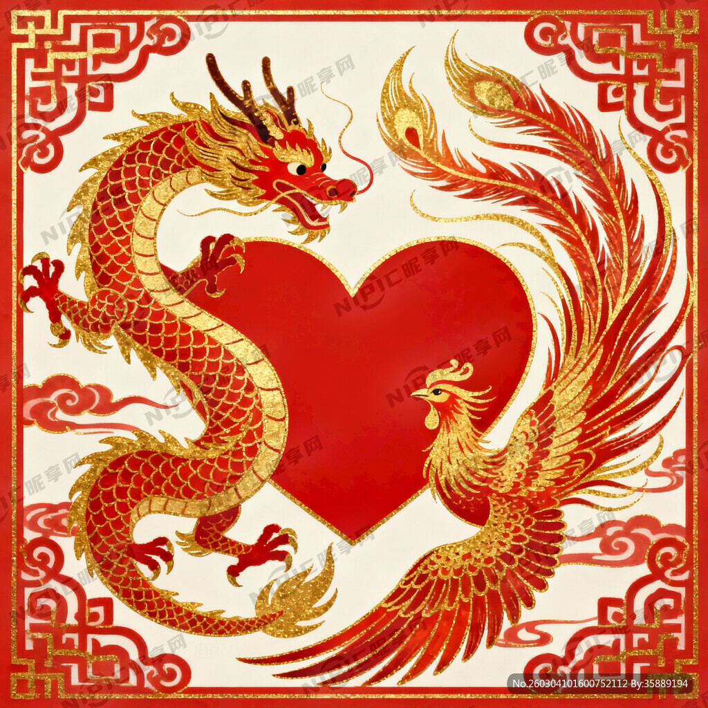 龙凤戏爱心