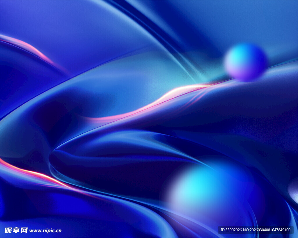 梦幻蓝色流体抽象艺术画面