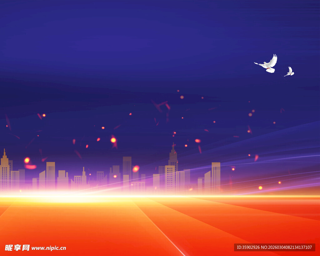 梦幻夜景公路与飞鸟