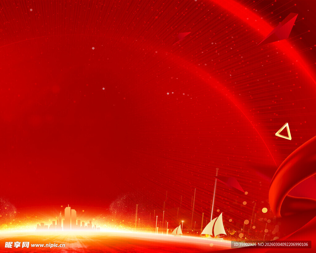 红色科幻风宇宙场景画面