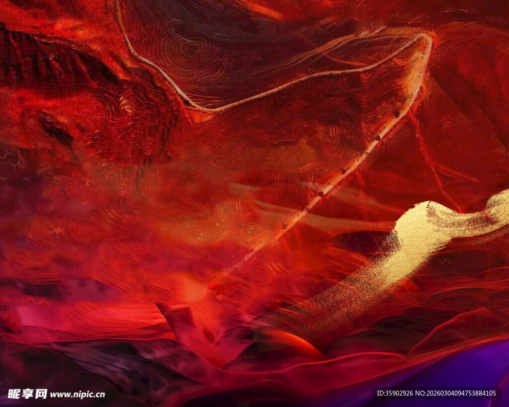 梦幻红色抽象光影艺术图