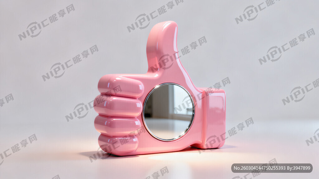 主体是粉色立体大拇指造型