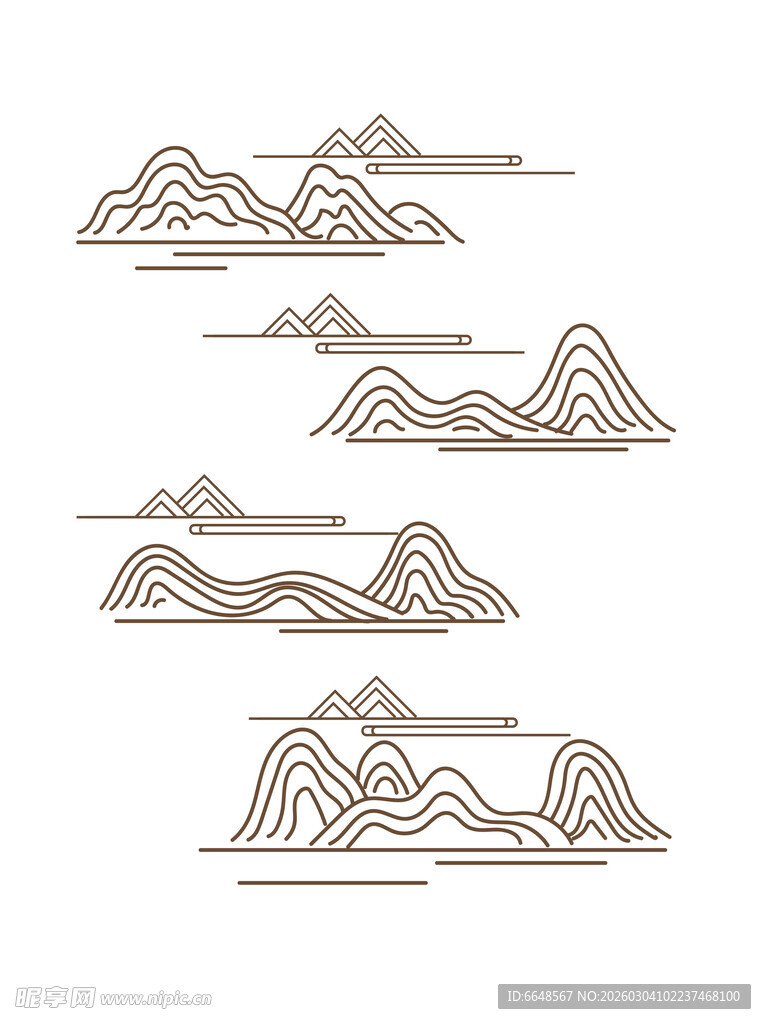 中式山水祥云花纹