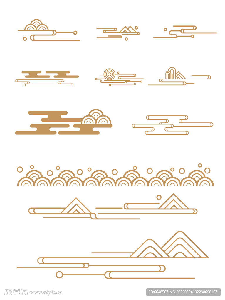 中式山水祥云花纹