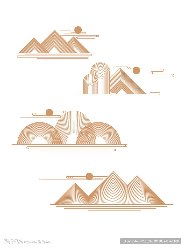 中式山水祥云花纹