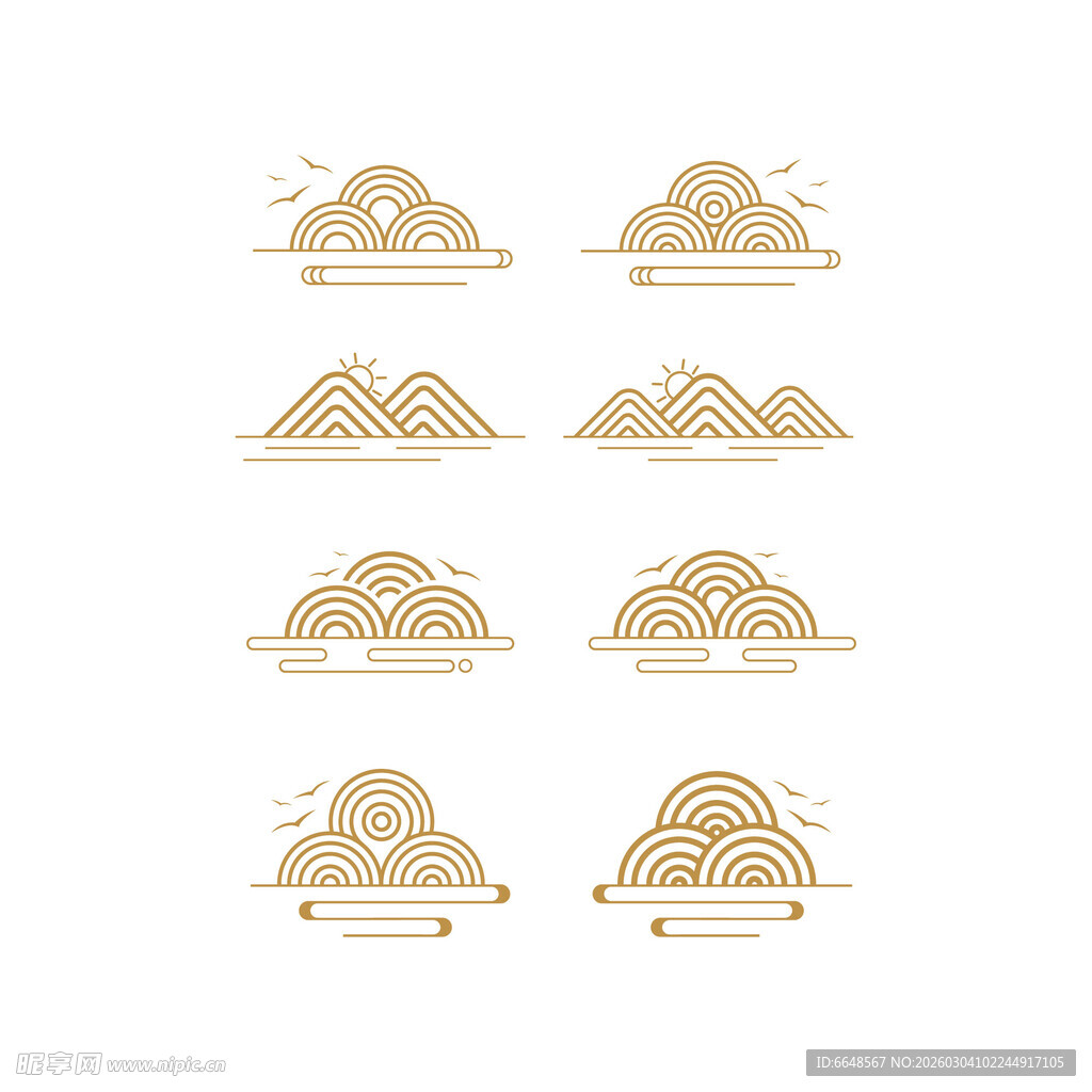 中式山水祥云花纹