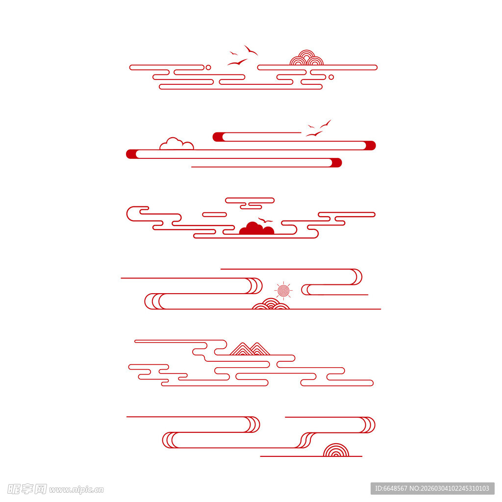 中式山水祥云花纹