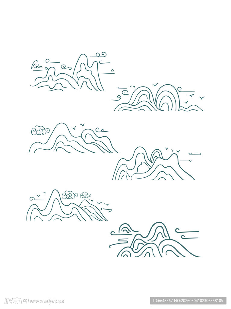 中式山水祥云花纹 