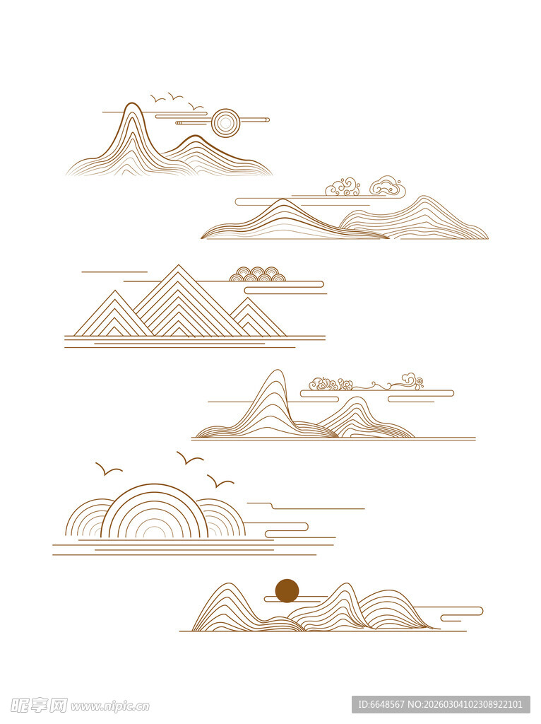 中式山水祥云花纹