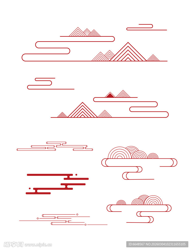 中式山水祥云花纹