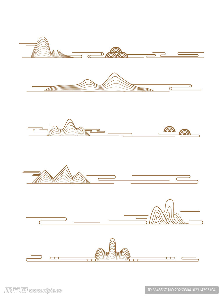 中式山水祥云花纹