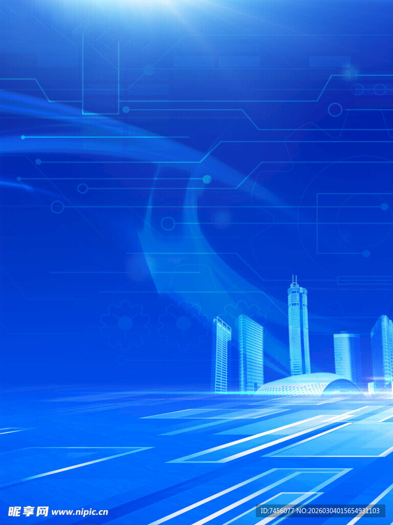 科技感城市夜景光影画面