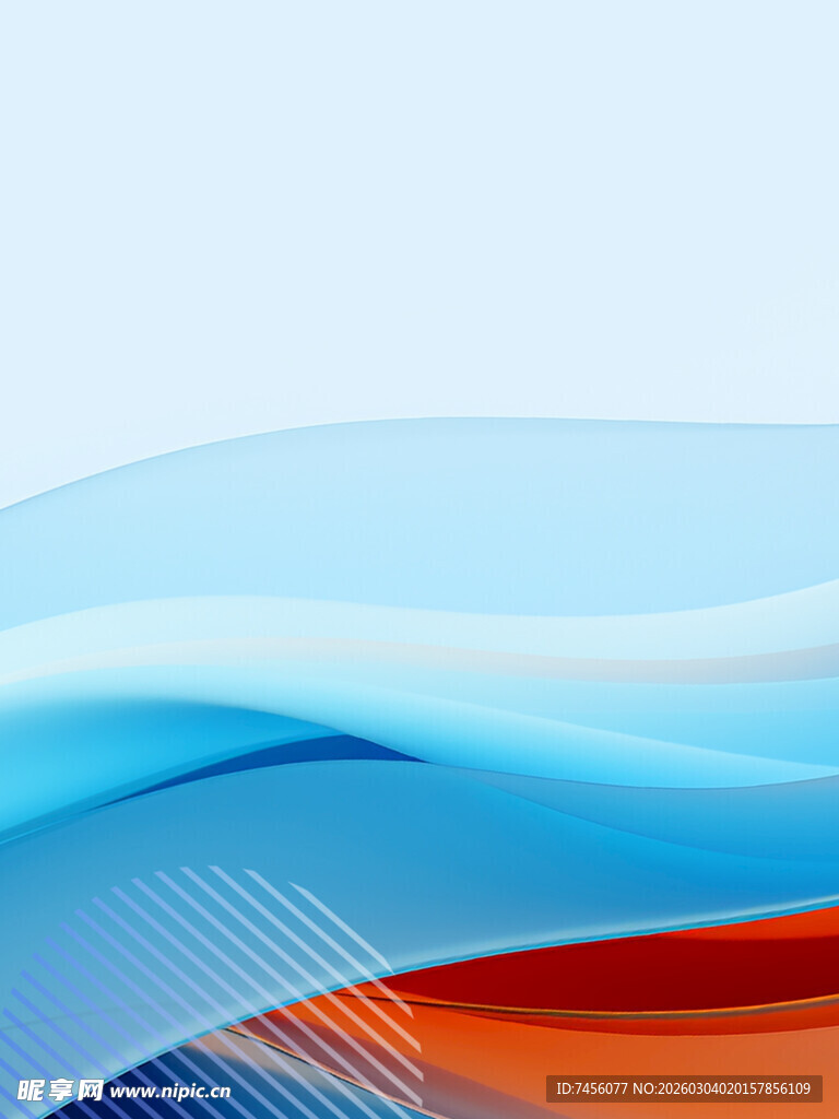 蓝橙渐变动感波浪背景