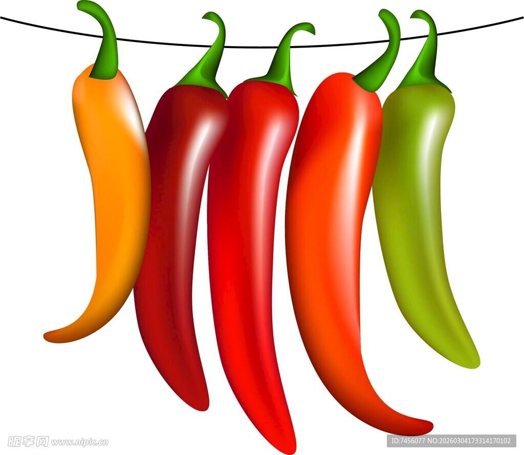 多彩辣椒挂绳上
