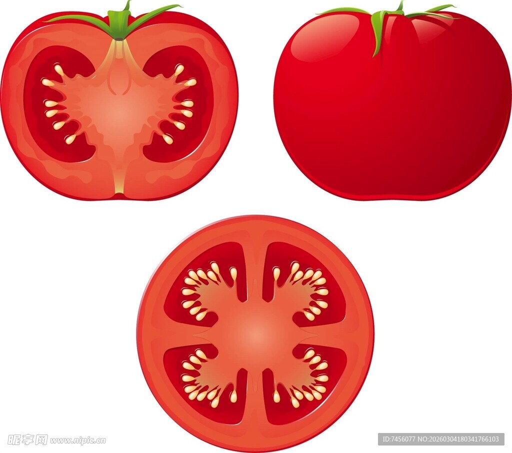 番茄图像完整与切面展示