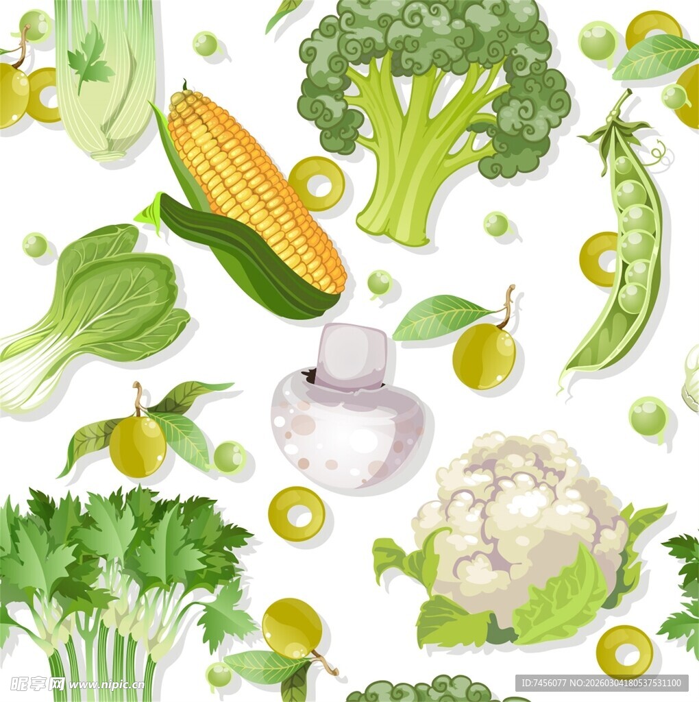 清新手绘蔬菜图案背景