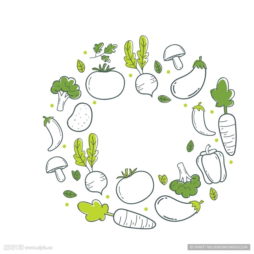 蔬菜环绕的清新图案