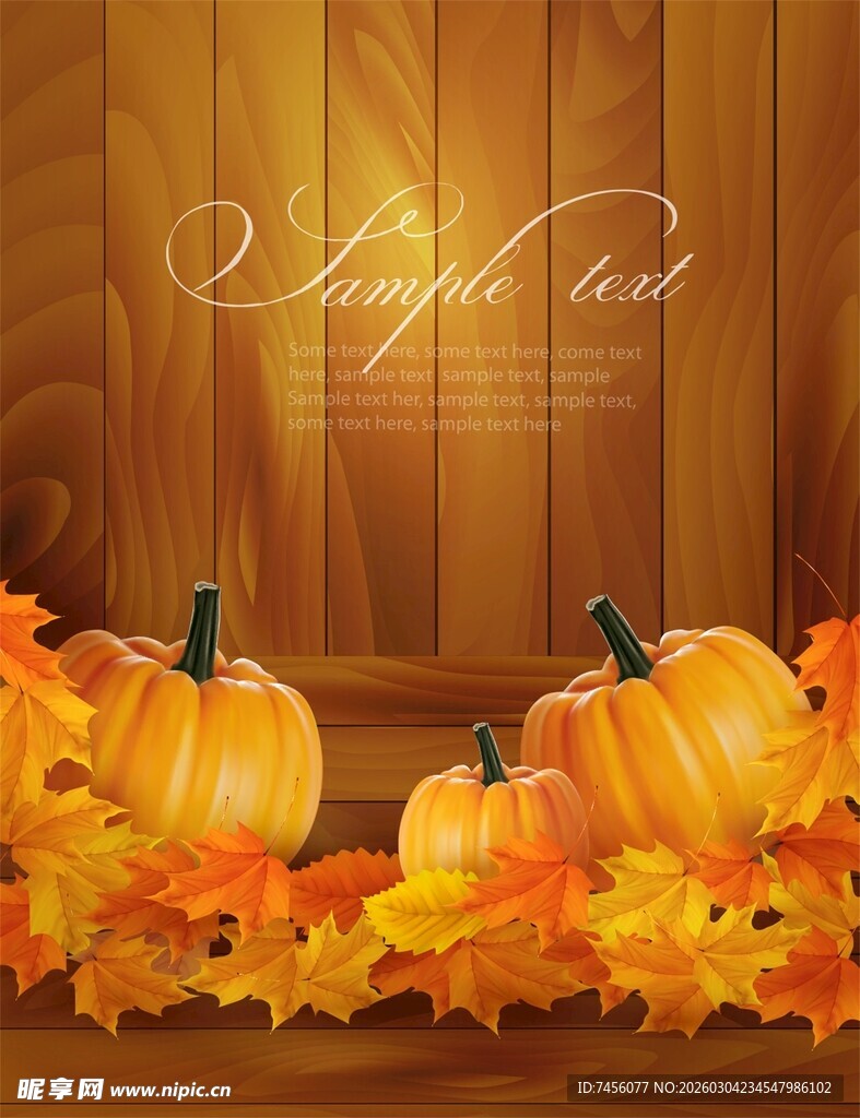 秋季南瓜与落叶装饰场景