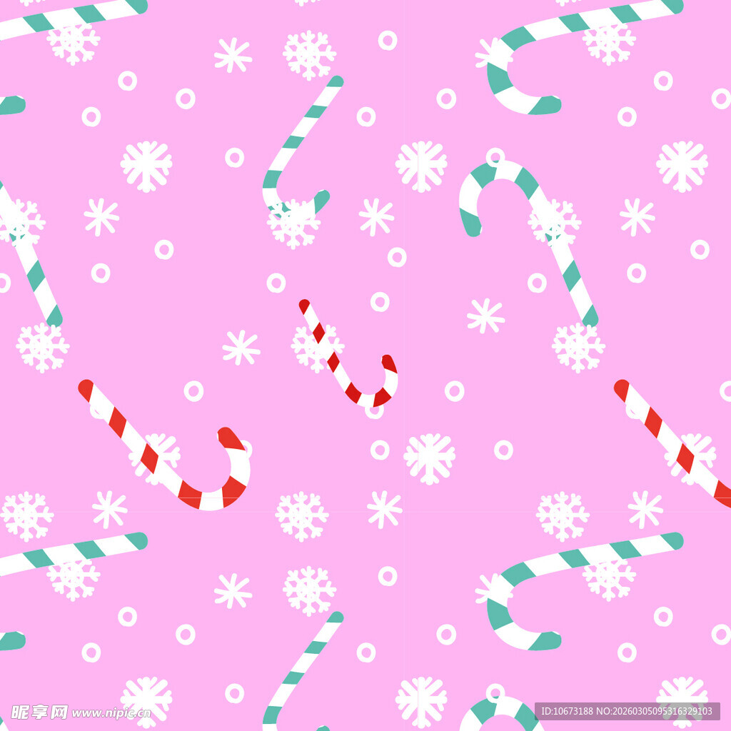 粉色圣诞糖果雪花图案