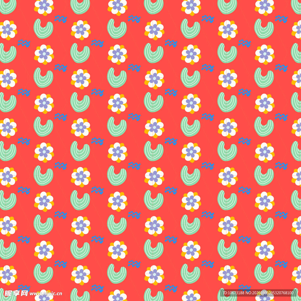 红色花卉图案背景纹理