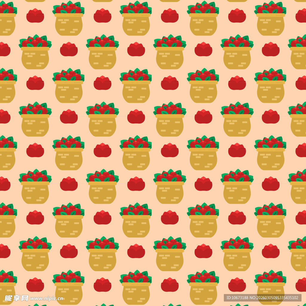 草莓篮子无缝图案背景