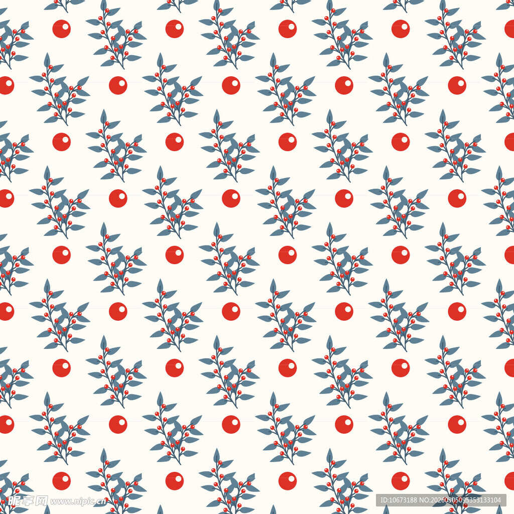 圣诞小树与红果图案