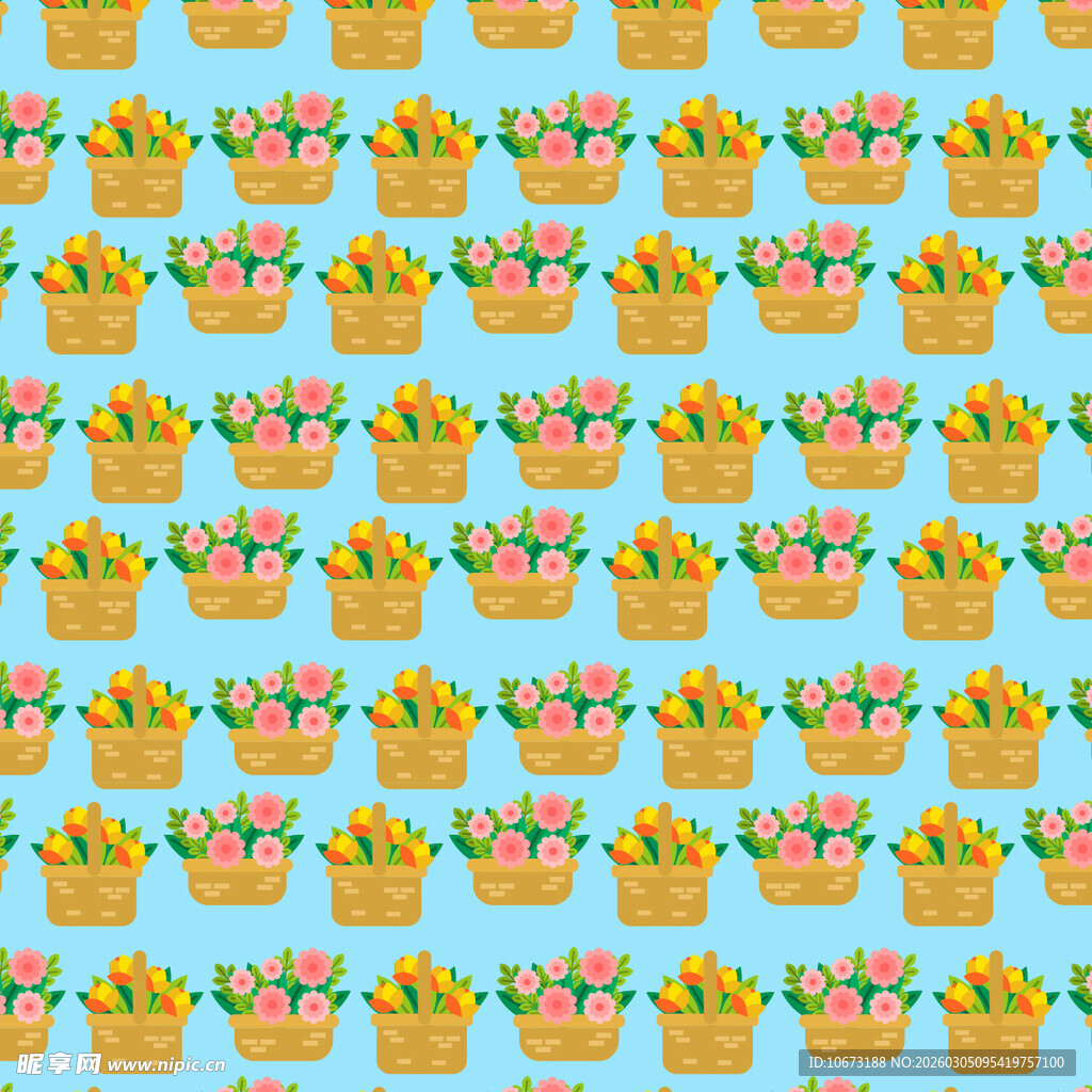 蓝色背景的花篮图案