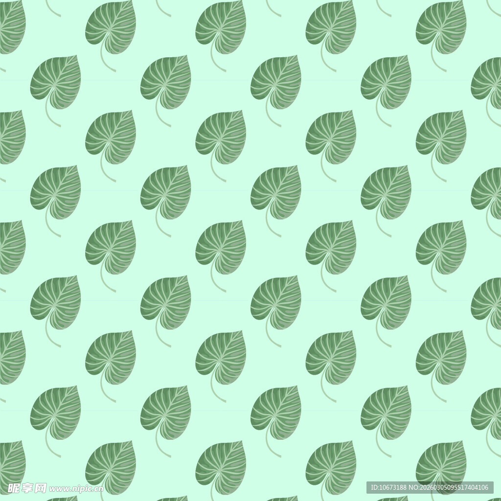 浅绿色叶片无缝图案背景