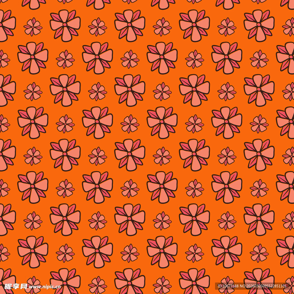 橙色花卉图案背景纹理