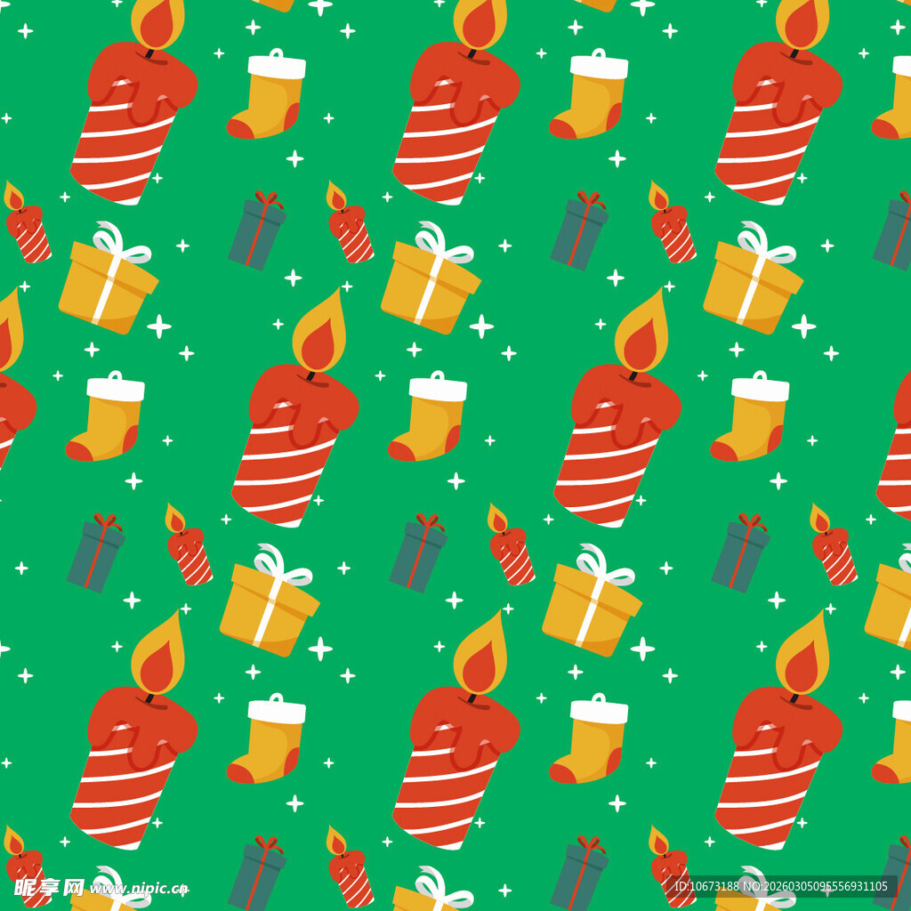 圣诞主题蜡烛礼物图案背景