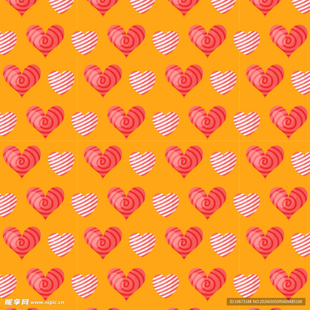 橙色背景爱心图案设计