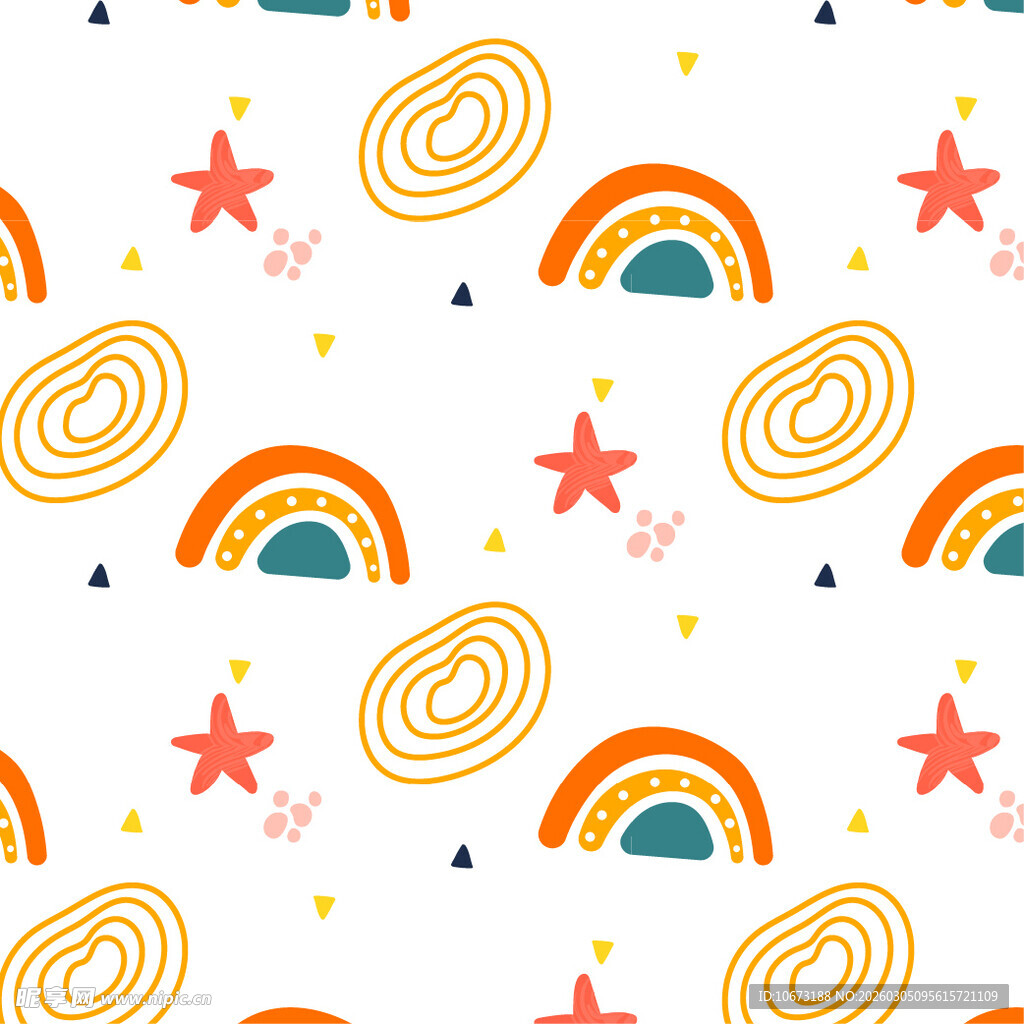彩虹星星螺旋图案背景