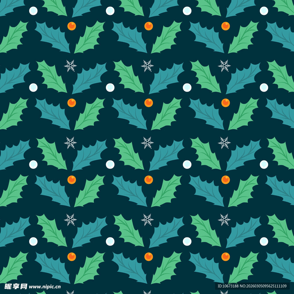 圣诞冬青叶图案背景